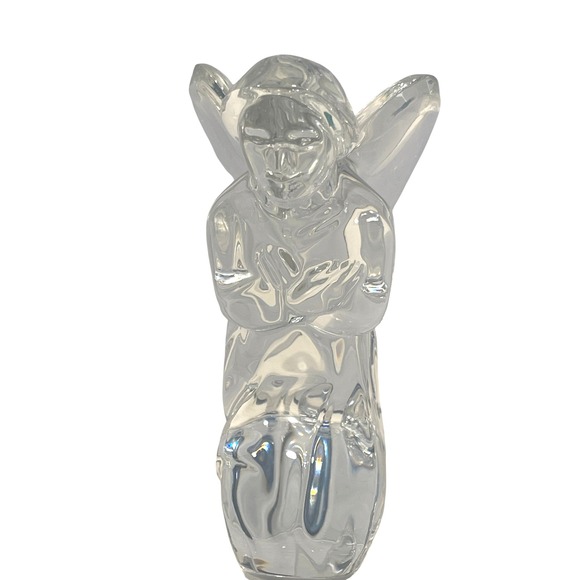 Baccarat France Leaded Crystal Kneeling Praying‎ Angel Figurine C 4.5